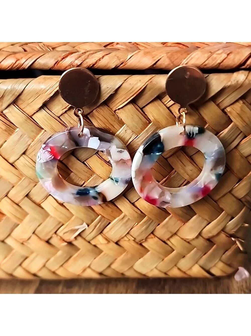 Acrylic Geometric  cut out  Earrings Stud